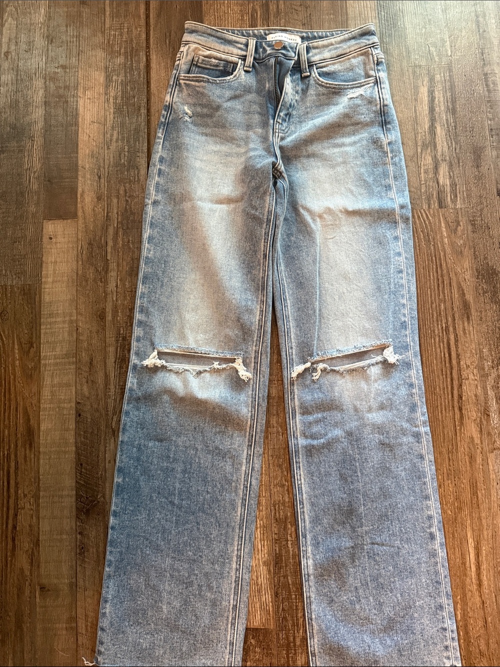 Flying Monkey Light Blue Distressed Straight Leg Jeans size 3